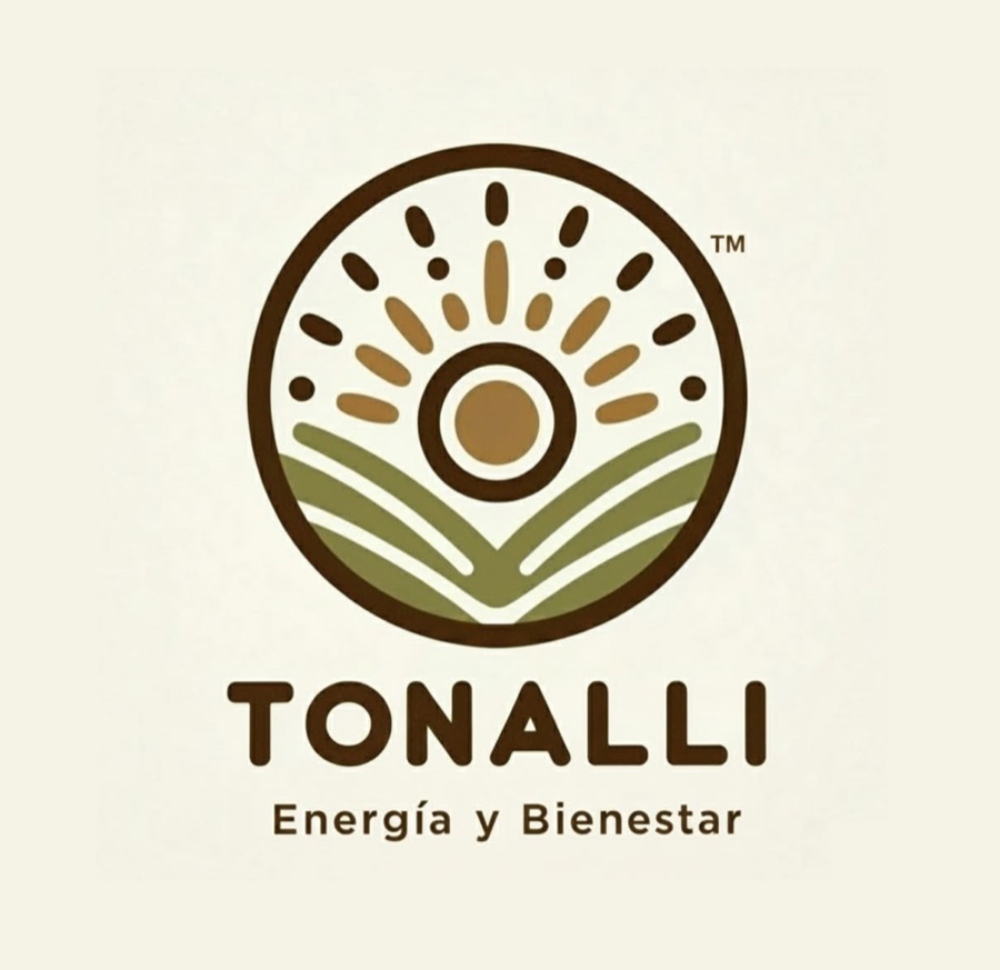 Logotipo de Tonalli: un sol naciendo sobre un campo de cultivo